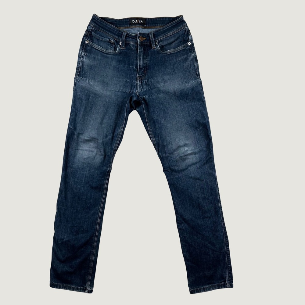 DUER Performance Denim Jeans Mens Slim Fit Stretch 30x32 Blue Commuter Technical